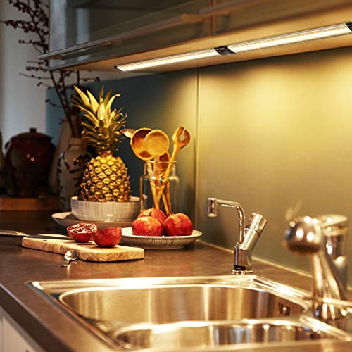 Albrillo LED Under Cabinet Lighting, Dimmable Under Counter Lighting, 12W 900 Lumens, Warm White 3000K Kitchen Cabinet Strip Lights, Pack of 3