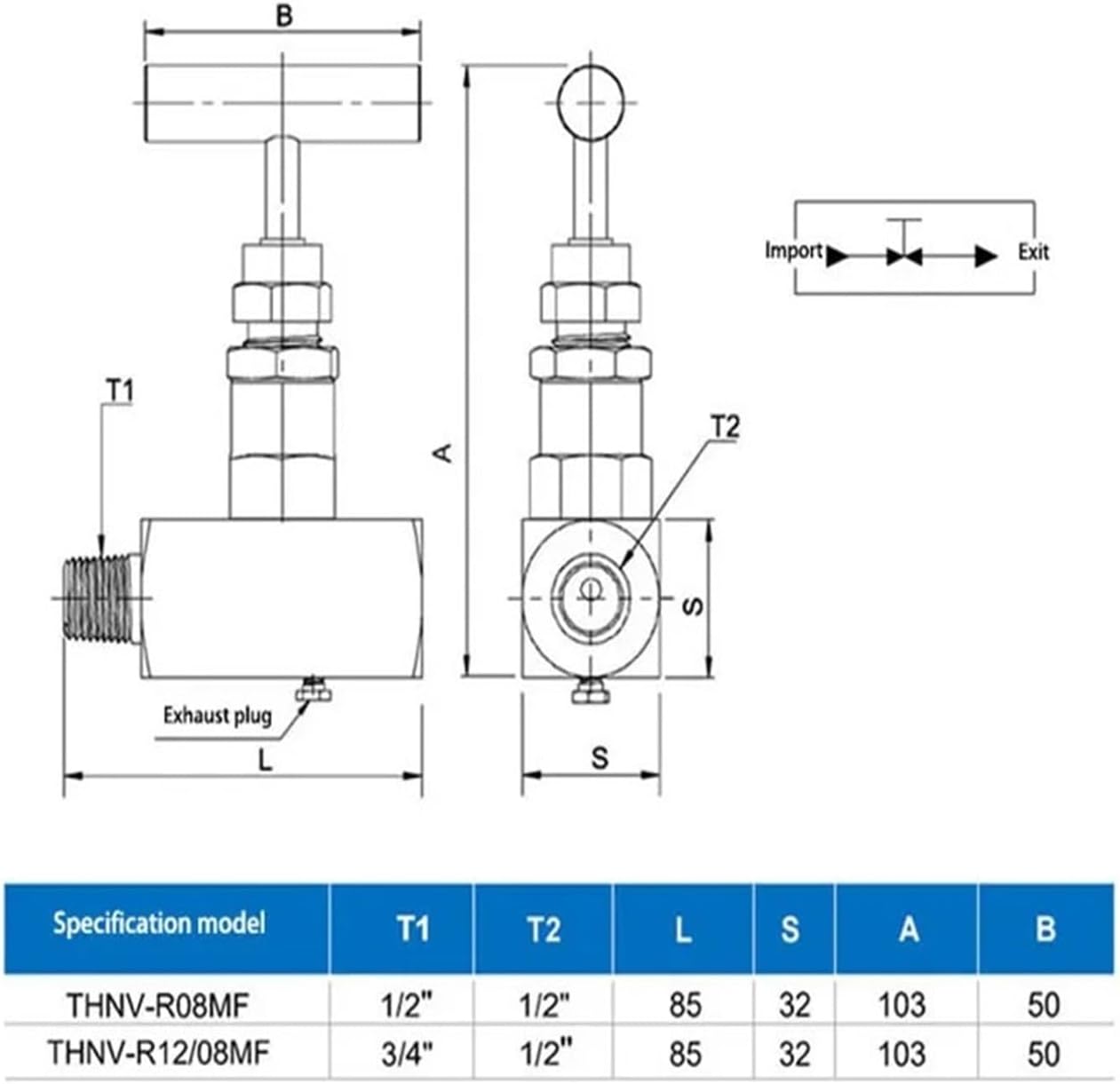 Stainless Steel Internal And External Wire Globe Valve With Exhaust Internal Thread Needle Valve 1/2" 3/4" 1"(3/4")