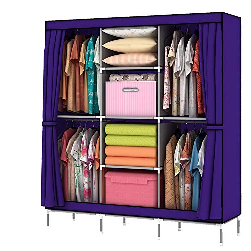 Image of 69 inches Non-Woven Fabric Portable Closet Wardrobe Organizer Storage, 51L x 17.5W x 69H inches, Blue