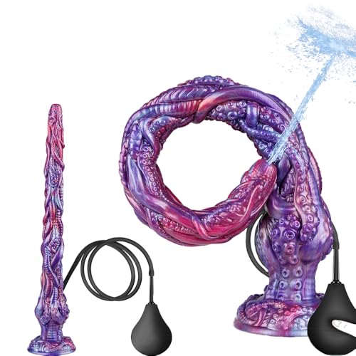 Leyuye 50.5 cm Langer Weicher Tentakel Dildo mit Spritzfunktion Spritz Dildo Monster Long Analplug Anal Dildos für Prostata Massage Analtraining Diloschwanz für Frauen Männer und Paar Sex Spiele