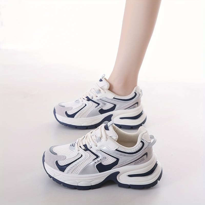 Chunky Sneakers for Women Platform Tennis Fashion Dad Shoes Mesh Breathable Casual Wedge Lace Up Walking Sneakers3