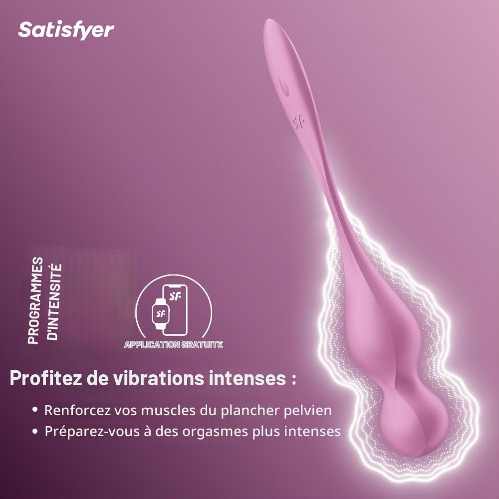 Satisfyer Love Birds 1 | rose | Boules de Geisha | Vibrations réglables | Entraînement Périnée Femme | Connectivité App | Boule de Geisha Vibrante | Silicone doux | Sextoys femme