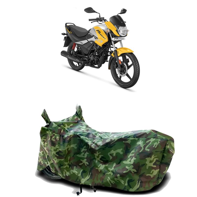Image of DUFFEL-100% Heat Protection Two Wheeler Bike /Scooty Body Cover for Hero Passion Pro New Water Resistance /UV-Rays /Birds Dropping /Scratchproof /Dust Proof /Waterproof[Green Jungle Print]