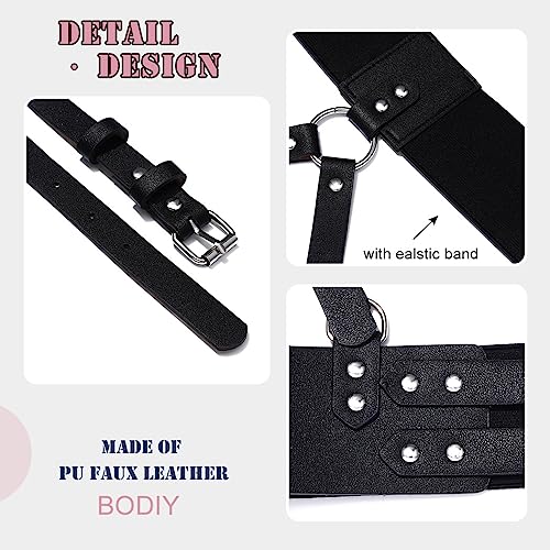 BODIY Plus Size Harness Wide Waist Belt PU Black Harness for Women Gothic Punk Belts Halloween Rave Accessory for Dresses3