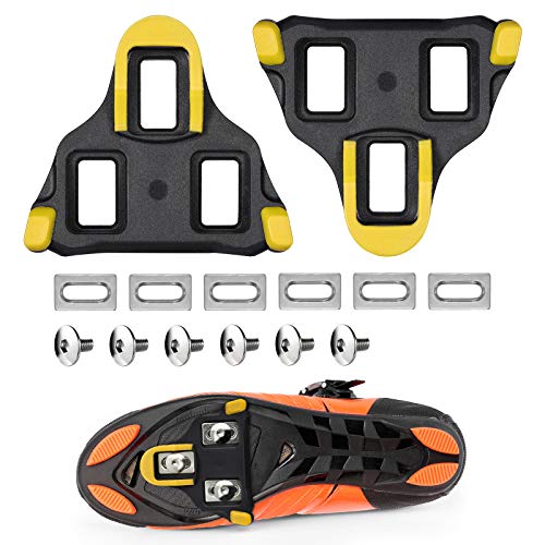 SPD Bike Cleats for Cycling, 6 Degree Float Bicycle Cleats Compatible with SPD-SL Road Bike Pedals Shoes for Indoor & Outdoor Cycling (Yellow)