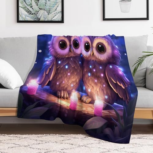 Couvertures douce et moelleuse Hibou flannel haut de gamme lit et sofa - 3