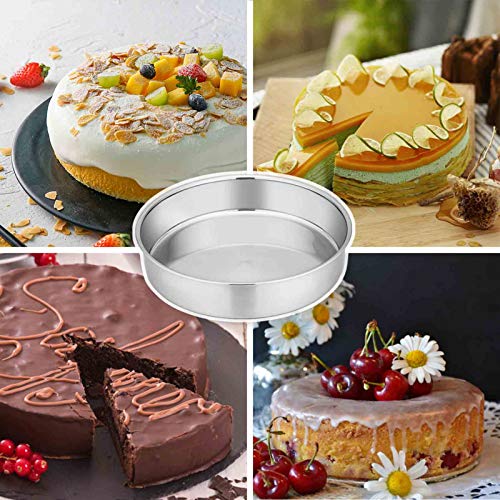 Teamfar Cake Pan Set Of 2, 8 Inch Cake Pan Round Tier Cake Pan Set Stainless Steel thumb #3