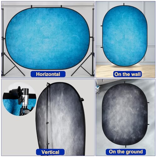 Fondo Plegable Doble Cara 5x6.5ft Kate Azul y Gris miniatura 4