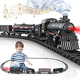 Metal Alloy Train Set for Kids - Electric Trains w/Steam Locomotive, Cargo Cars & Tracks, Sets w/Smoke,Whistle & Lights, Toys Decoration for 3 4 5 6 7 8+ Boys Girls