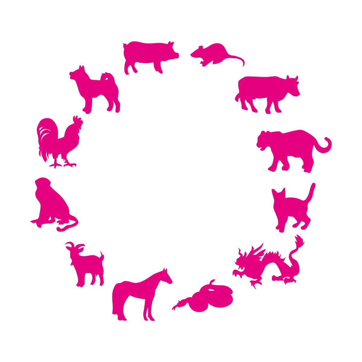 Wall Decals Paster Paper Chinese Calendar Animals Collection Oriental Astrology 81x90.8cm Waterproof Extra Large Rosered โ image 1