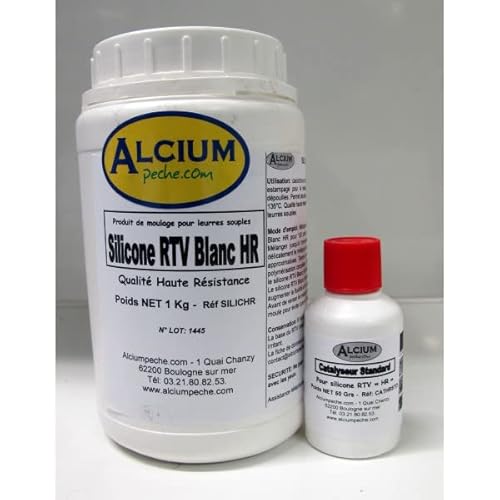 ALCIUMPECHE Silicone RTV Blanc Haute Resistance HR 1kg avec durcisseur 50g