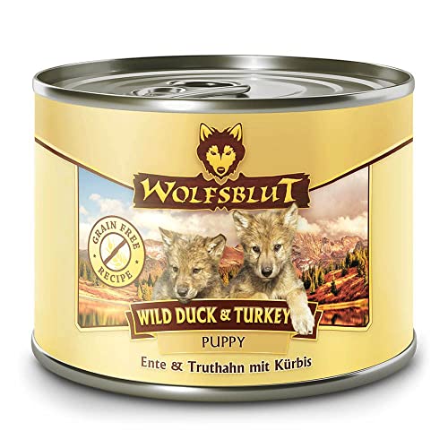 Wolfsblut - Wild Duck & Turkey Puppy - 6 x 200 g - Ente & Truthahn - Nassfutter - Hundefutter - Getreidefrei