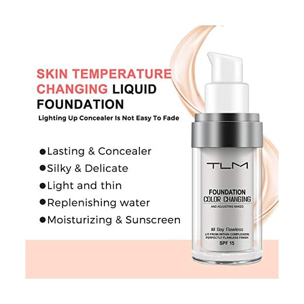 TLM-Foundation-Cream-Colour-Changing-Liquid-Foundation-Hides-Wrinkles-Lines-BB-Cream-Makeup-Base-Concealer-Cover-Moisturizing-Fluid-for-all-Skin-Tone-SPF15-2-Pack ReviGLam TLM Colour Changing Liquid Foundation Hides Wrinkles & Lines, BB Cream Makeup Base Concealer Cover Moisturizing Fluid for all Skin Tone SPF15, Pack of 2