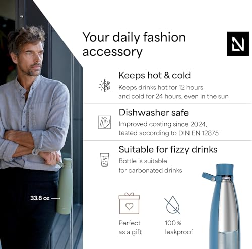 Image of LARS NYSOM Stainless Steel Insulated Water Bottle 25oz 34oz | Insulated Thermo Flask for Hot and Cold Beverages | Leakproof Drinking Bottle (Calypso Blue, 25.4oz)