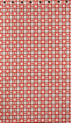 Image of Woah Geometric Pattern Grommet Curtains, 5 Feet for Living Room Bedroom|Geometric Pattern Faux Silk Room Darkening Door Curtains 4x7 feet (Red, 5 Feet Pack of 2)