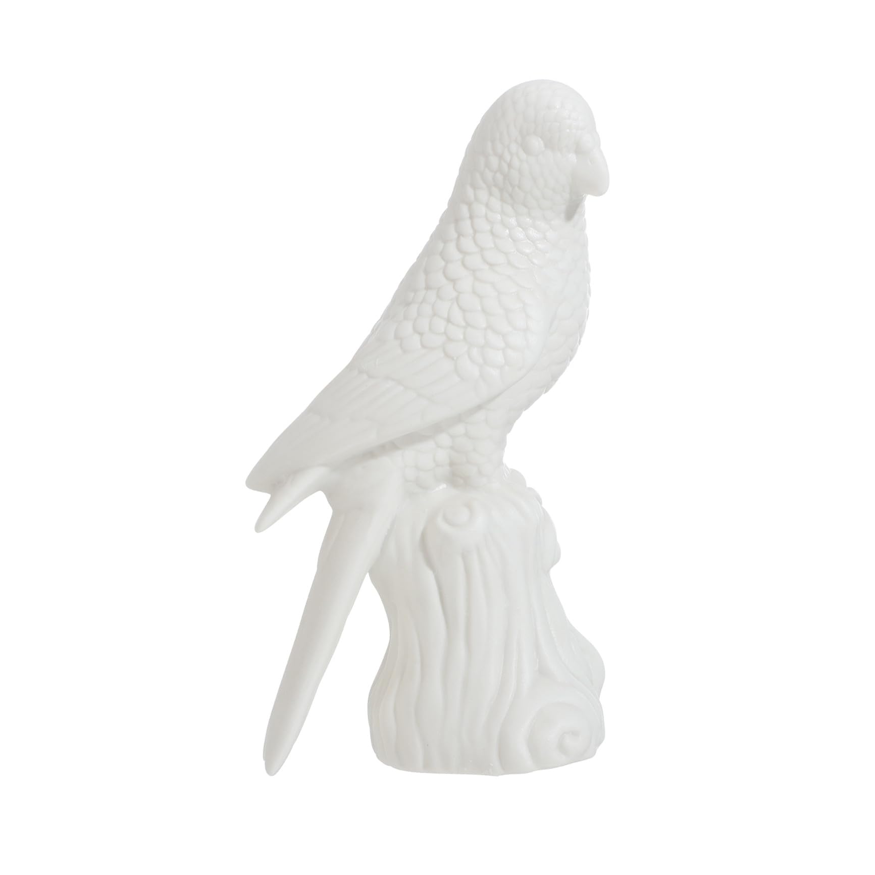 Perroquet en céramique blanche : artisanat unique et finition délicate pour salon