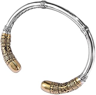 SIWAN Brazalete Retro, Brazalete de Plata de Ley 925, Joyería Retro de Plata Tailandesa, Pulsera Masculina de Aro de Oro Deseoso38g