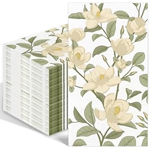Ianfeph IA-6 Magnolien Servietten, 100 Stück, Weiß