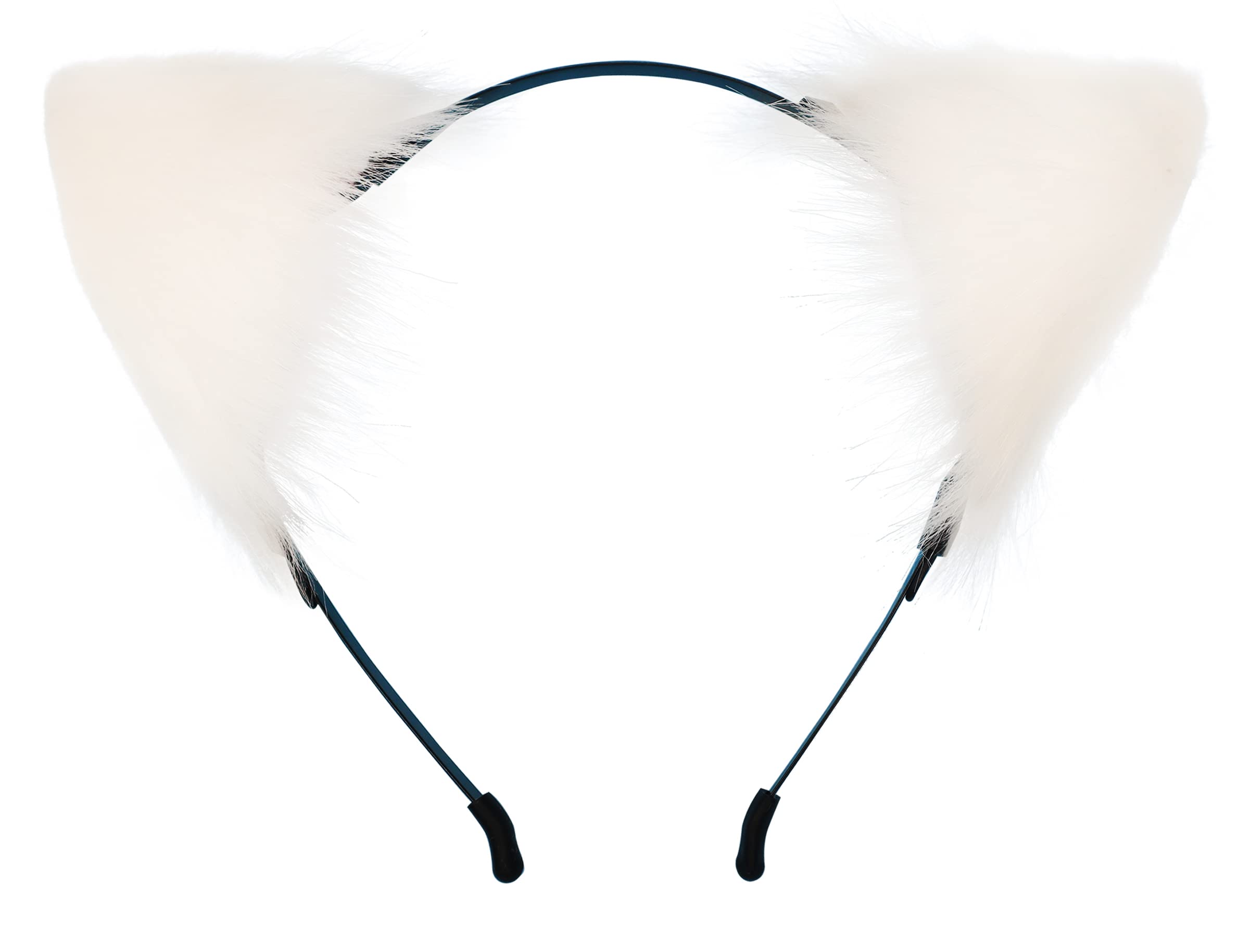 QinRuan Cat Fox Faux Fur Ears Headband Cute Halloween Fancy Dress Cosplay Handmade Animal Furry Ears Hair Hoop: Zwhite