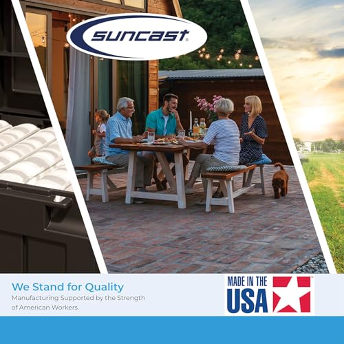 Suncast DB9200WD 99 Gallon Heavy Duty Resin Wicker Horizontal Outdoor Deck Box thumb #7