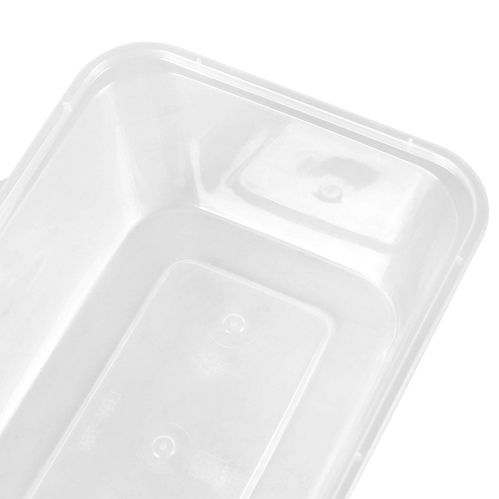 Lot de 100 récipients alimentaires rectangulaires en plastique avec couvercles, pour micro-ondes et congélateur - 750 ml