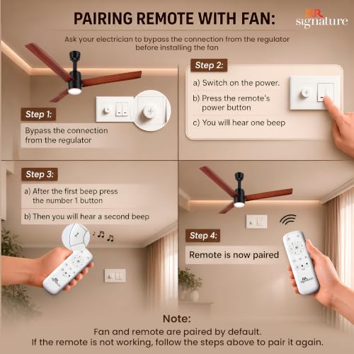 Image of RR Signature OPUL AIR 1250mm BLDC Underlight Ceiling Fan with 100% Pure Copper Motor - 35W | 350 RPM High Speed | Remote Control & LED Light | 3 Light Modes | 3 Year Warranty - Mahogany