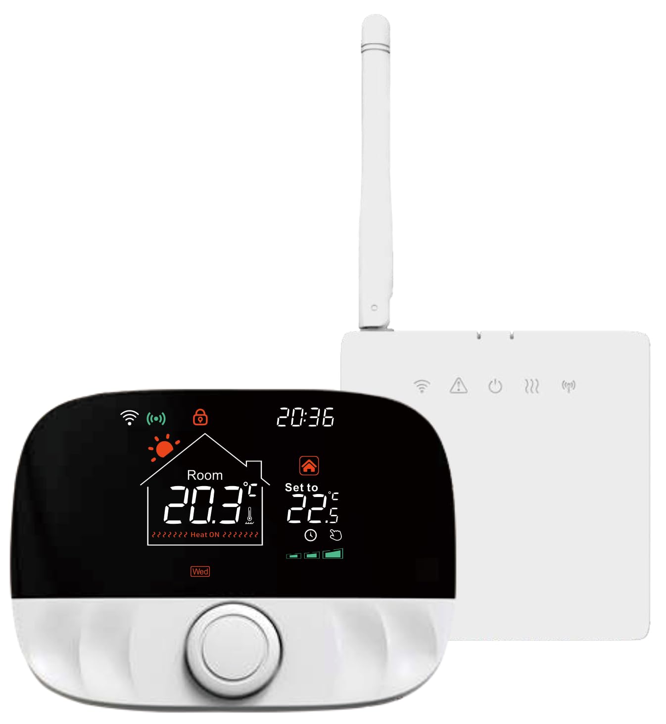 Sone Smart One WLAN Thermostat für Gastherme mit Funk-Empfänger, Tuya | WLAN Thermostat mit potentialfreiem Relais für Heizung & Wärmepumpe