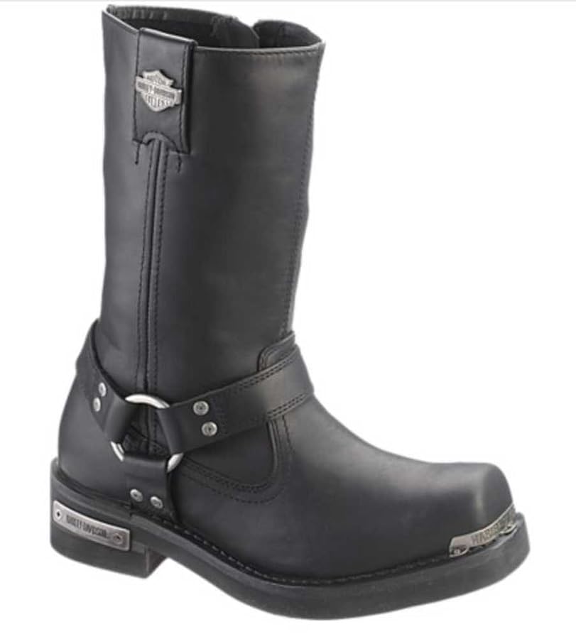 レザー ジッパー付き エンジニアブーツ 黒Harley-Davidson 本革 WABASH ENGINEER BOOTS / HORWEEN LEATHER CXL BLACK – John