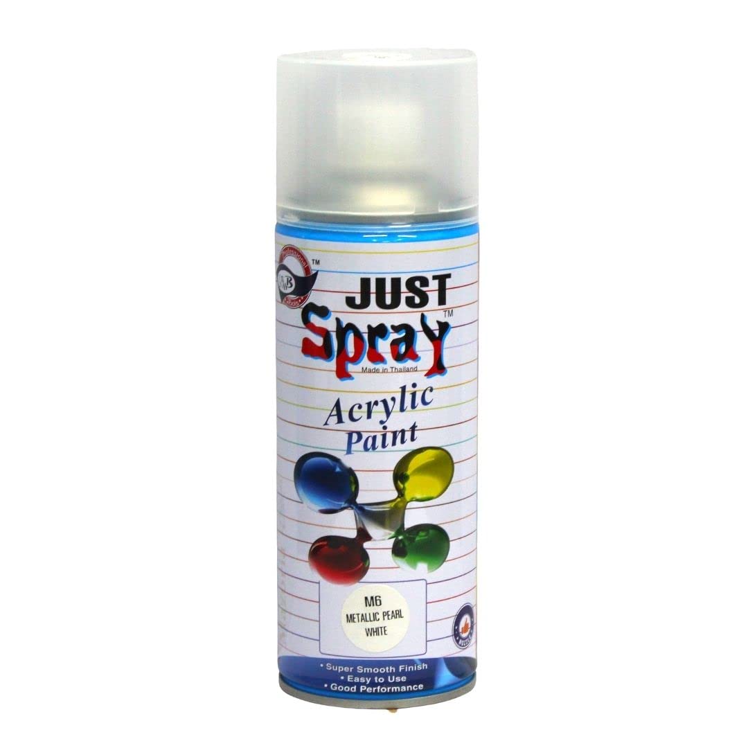 JUST SPRAY (THAILAND) M6 METALLIC PEARL WHITE Acrylic Aerosol Multipurpose Spray Paint for Art and Craft, Metal, Wood, Wall, Vinyl, Plastic, Fiberglass, Designer (B0BDT2KJ7D) Amazon Price History, Amazon Price Tracker