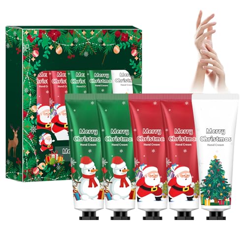 Set de crema de manos de 5 piezas, set de Navidad de crema de manos, set de crema de manos de invierno, crema hidratante de manos, cuidado nutritivo e hidratante