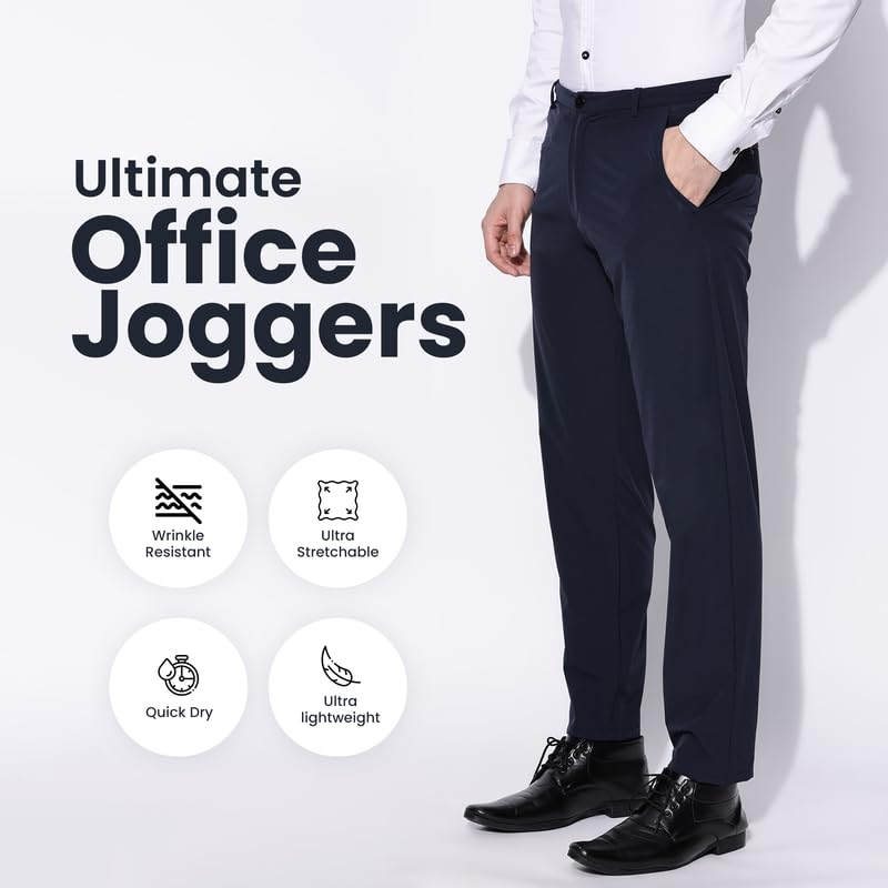 Image of BLUE TYGA Ultimate Office Joggers for Men | Wrinkle Free & Lightweight Joggers for Men | Ultra-Stretchable Pants for Office & Parties