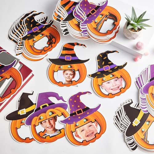 Image of gisgfim 80Pcs Halloween Cutouts Witch Party Decorations Bulletin Board Pumpkins Witch Hat Paper Cut-Outs Classroom Decor for Fall Boy Girl DIY Craft Photo Wall Kindergarten Preschool Favor Supply