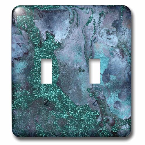 Placa de interruptor doble de tinta verde azulado 3dRose lsp_265468_2 en pack de 2 2