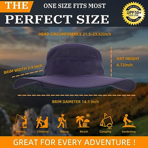 Wide Brim Sun Hat For Women And Men Summer Bucket Hats With Uv Protection Upf 50+ For Fishing Hiking Beach Hats Purple #TOP1