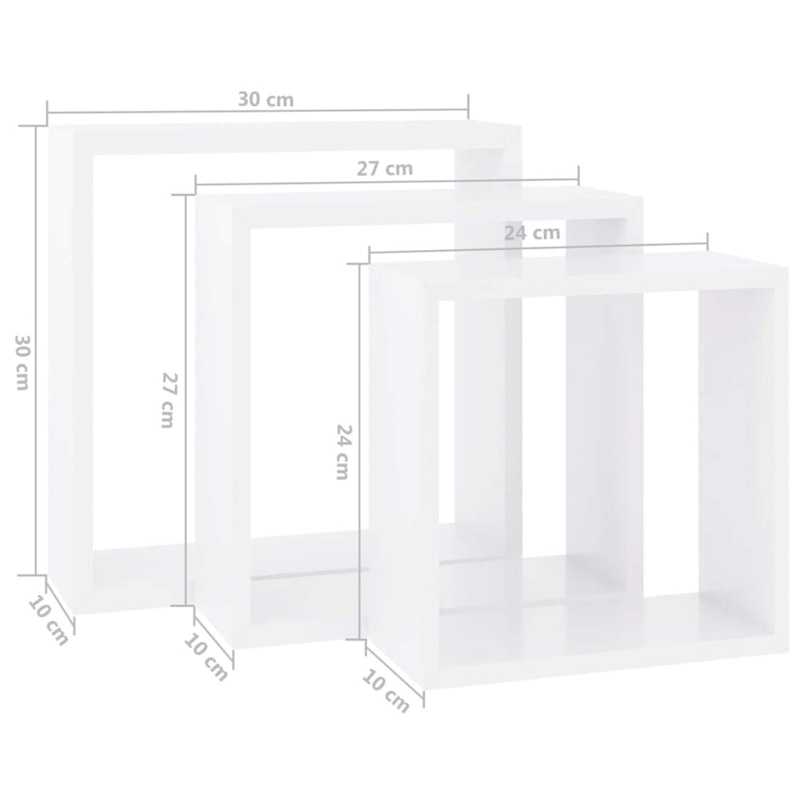 Festnight Mensole a Cubo da Parete 3 pz Bianco in MDF,Set 3 Mensole Scaffale,Mensole a cubo,Mensole a Cubo da Parete,Set di 3 Mensole,Set di 3 Mensole a Cubo da Parete