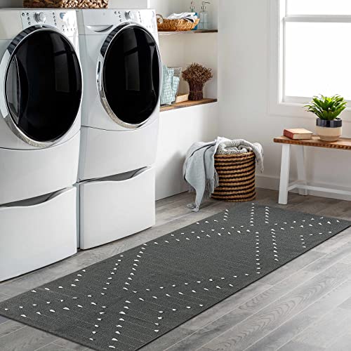 Haocoo Boho Kitchen Runner Rug, 2’X 6’ Modern Geometric Gray Rug,Woven Cotton Washable Rug Runner Farmhouse Rug For Bedroom Bathroom Kitchen Laundry Room #TOP5