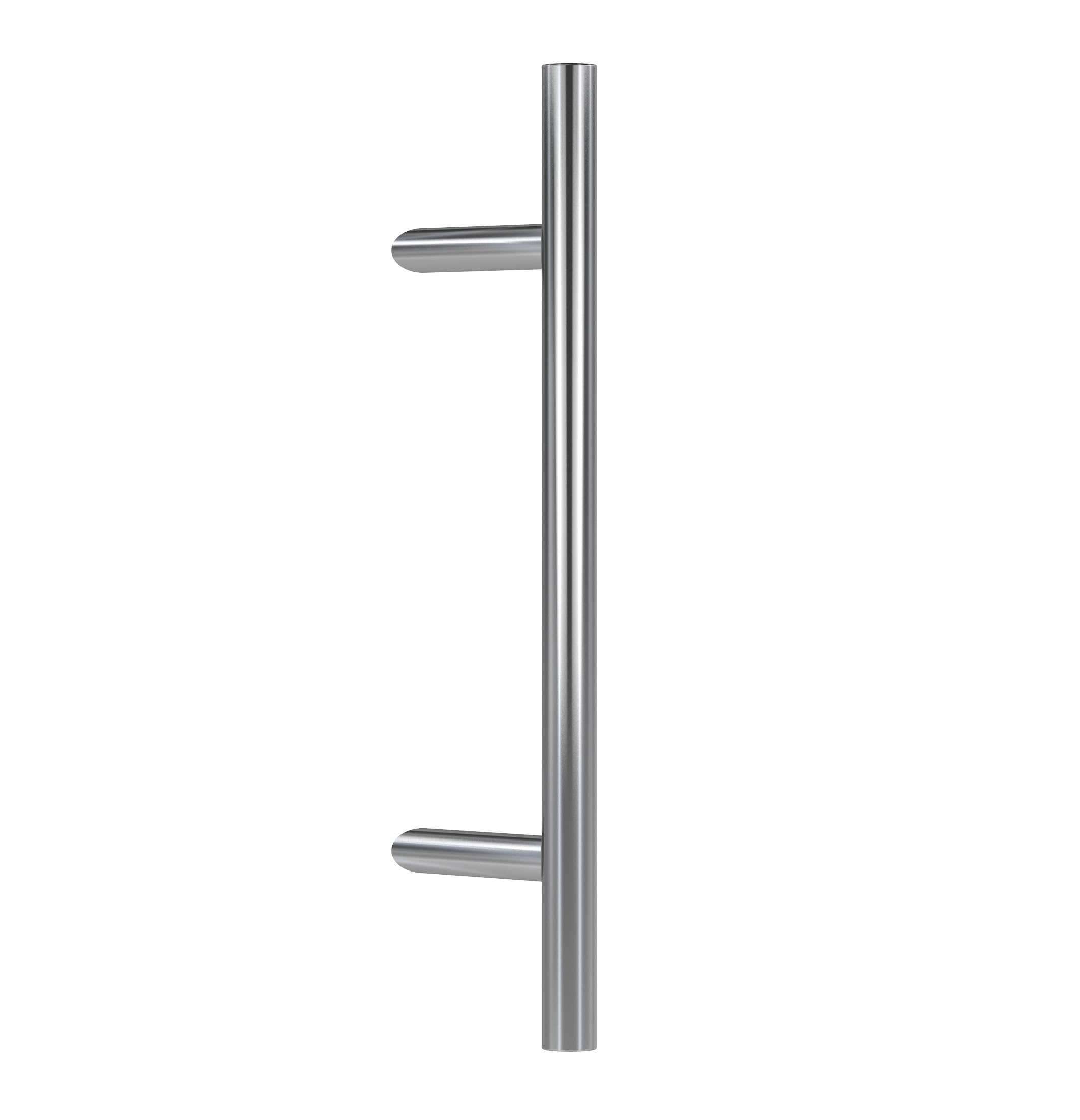 BASI | Komplettset für Haustür aus Edelstahl | Stoßgriff mit Beschlag und Abdeckungen | Haustürgriff Stangengriff | Länge: 600 mm - Abstand: 400 mm