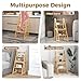 Giantex 3 Tier Folding Ladder Chair, Convertible 3 Step Stool and Chair w/Safety Locks for Adults, Bamboo Stepladder for Home Kitchen, Library & Office, 330 LBS Weight Capacity (Natural)