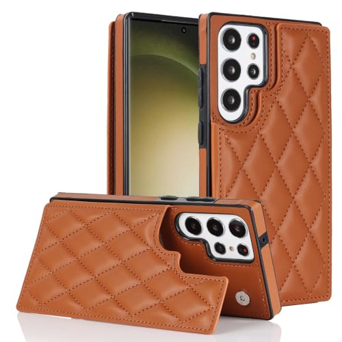 Couverture ultra mince pour Samsung A54, étui portefeuille en cuir marron pour le quotidien