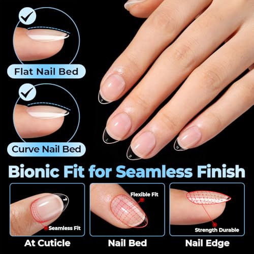 Image of UNA GELLA Extra Short Almond Nail Tips Full Cover 450PCS 15 Sizes