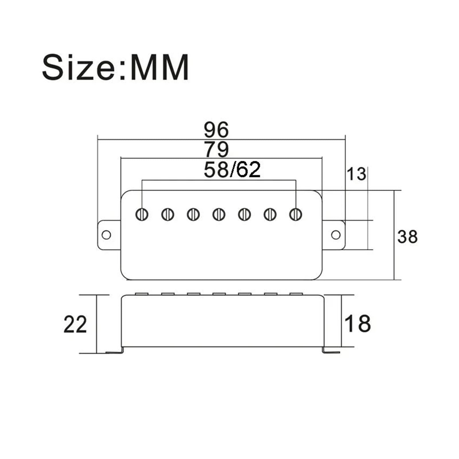 7saitige Gitarre Messingkappe Doppelspulen Tonabnehmer Schlitzschrauben 8.5 K/14 K Einzeln(Black B)