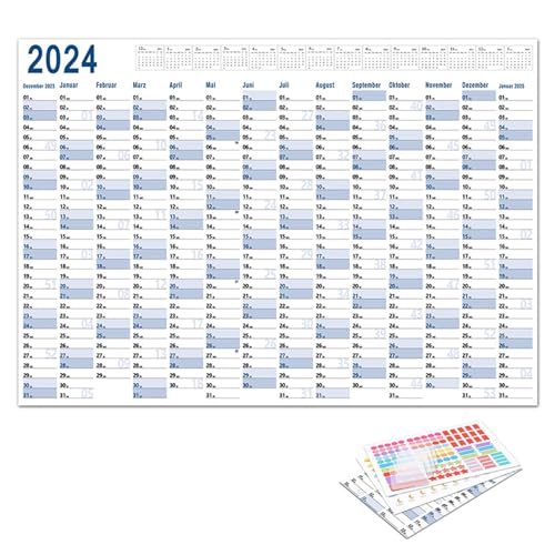 Calendario 2024, calendario de año completo, calendario de 365 días, calendario anual grande para todo el año, calendario anual de pared 2024 para el hogar, oficina, escuela