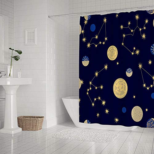 Rideau de douche planètes 180x180 cm en polyester imperméable