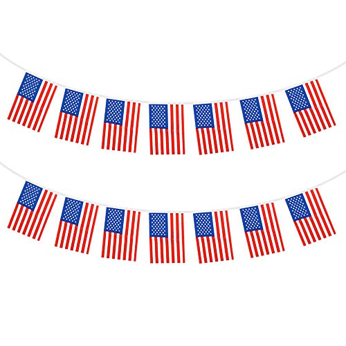 Haobase 20 banderines de Bandera de Estados Unidos para decoración de Fiestas, 10 m