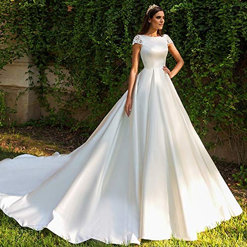 QING XIN-1225 Vestido de Novia Nueva Lista de Manga Corta de los...