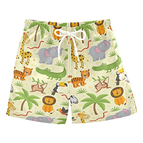 Jungle Crocodiles Animal Boys Swim Trunks Lion Giraffe Monkey Toddler Beach Board Shorts Baby Summer Bathing Suit 2T