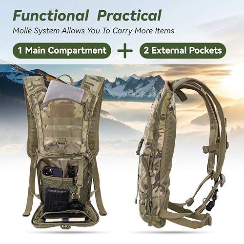 image for MARCHWAY Tactical Molle Hydration Pack Backpack with 3L TPU Water Blad