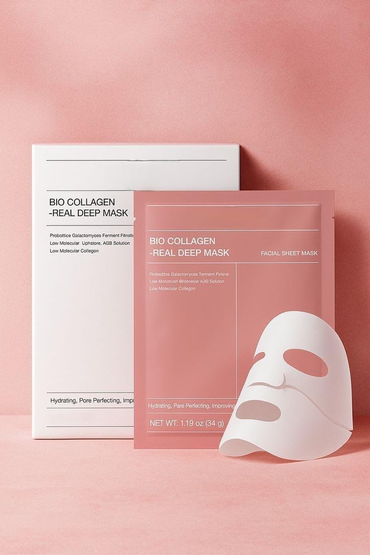 Hydrogel Face Mask – Pack of 4 Korean Sheet Masks with Hyaluronic Acid, Niacinamide & Vitamin E for Deep Hydration, Anti-Aging, Firming & Pore Care (34g Each)