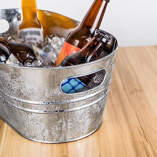 Ice Container Indoor Outdoor Ice Bucket Galvanized Beverage Tubs Insulated Drink Tub 15 Liter Large Drink and Wine Chiller Cold Beer Galvanized Beverage Ice Tubs for Home Parties Wine Beer Champagne B - Image 4