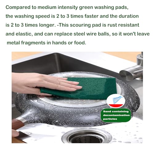 Image of 12 Pcs /Pack Green Heavy Duty Scouring Pads Reusable Household ScrubPads for Kitchen and Dish Cleaning Tool